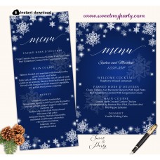 Snowflakes menu card printable template,Winter wedding menu card,(152w) Snowflakes menu card printable template,Winter wedding menu card,(152w)